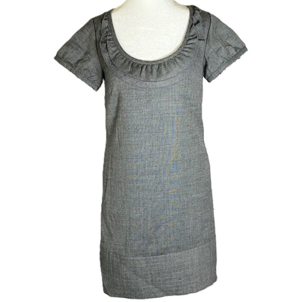 GAP Women’s Wool Blend Gray Shift Dress Size 0 XS Scoop Neck Short Sleeve